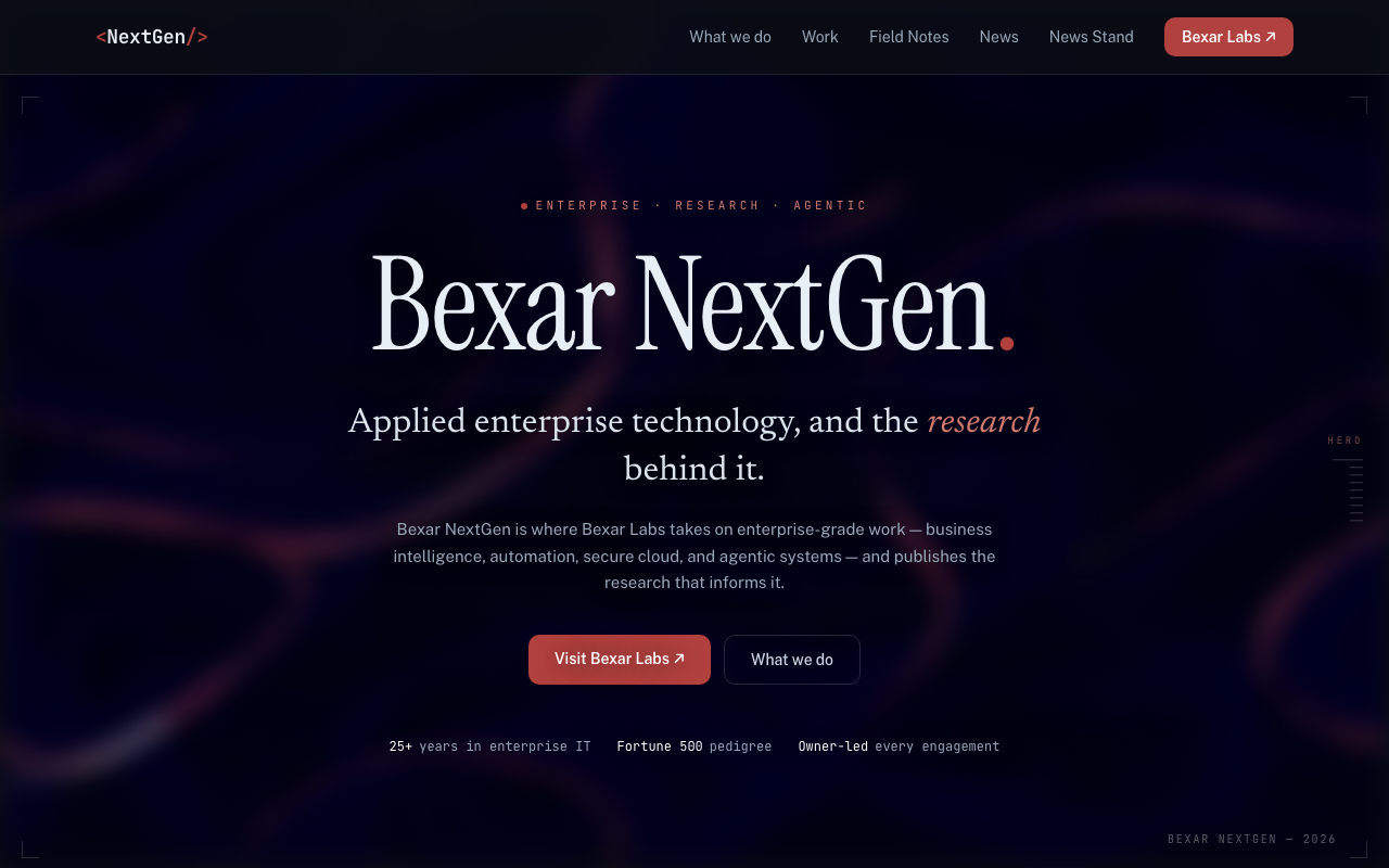 Bexar NextGen — tech editorial blog